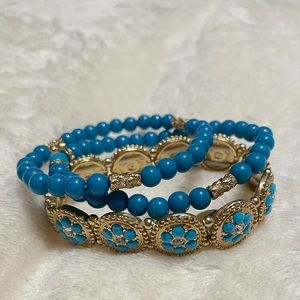 Marlyn Schiff Blue and Gold Bracelet Set